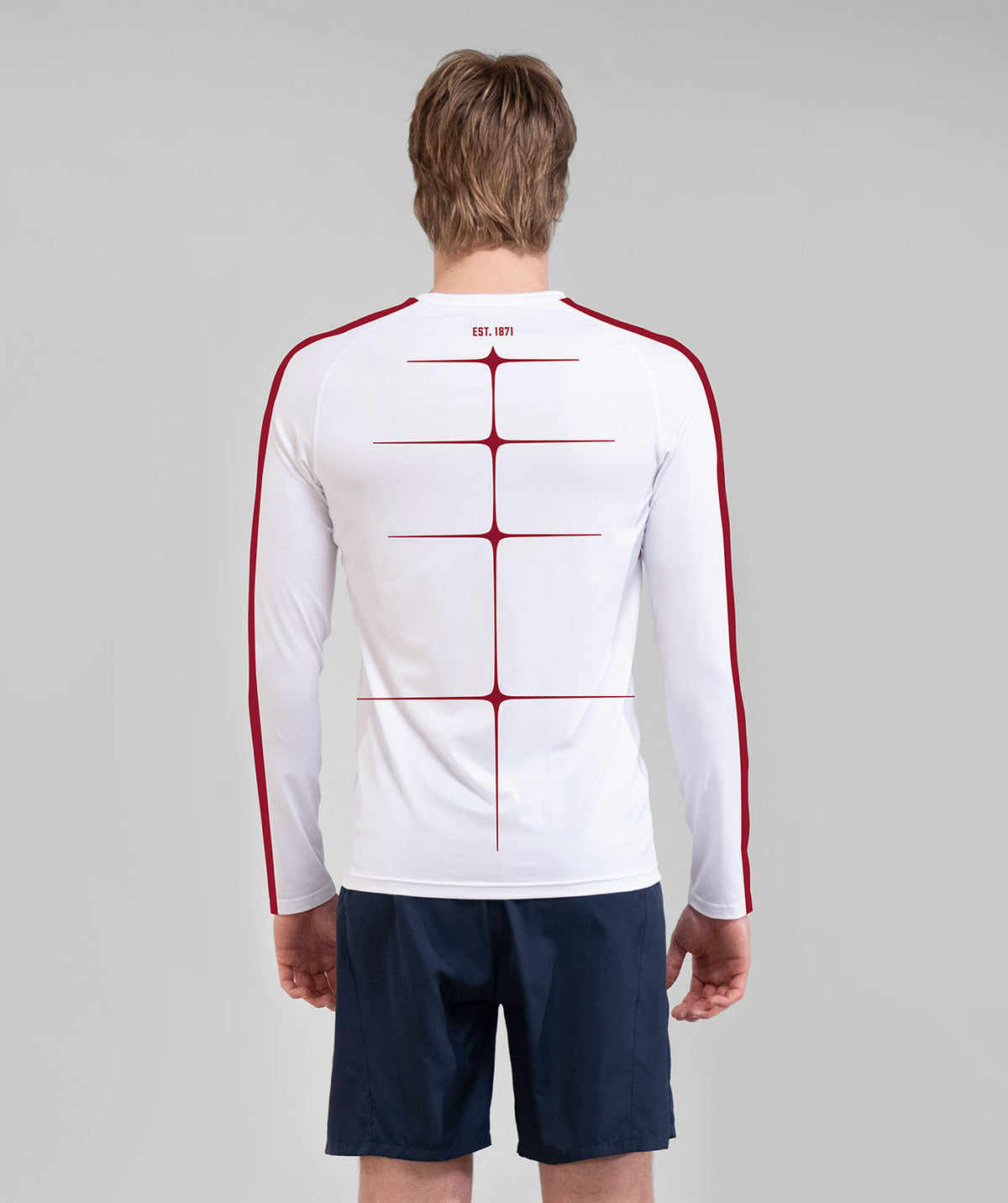 Men's University of Massachusetts Base Layer LS - White/Maroon