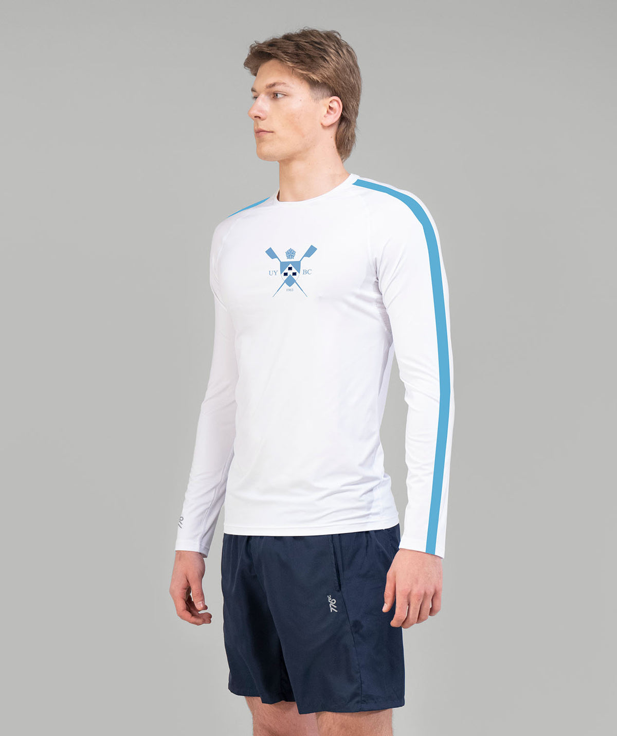 Men's University of York BC Base Layer LS - White/Baby Blue