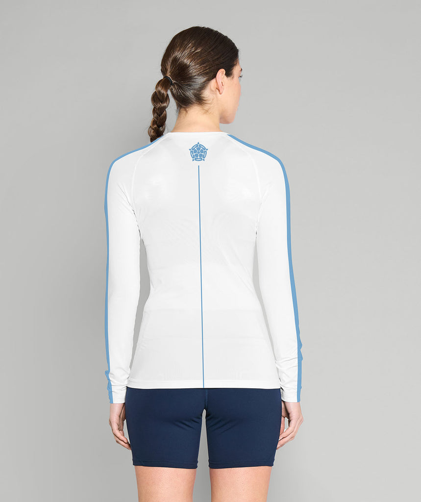 Women's University of York BC Base Layer LS - White/Baby Blue