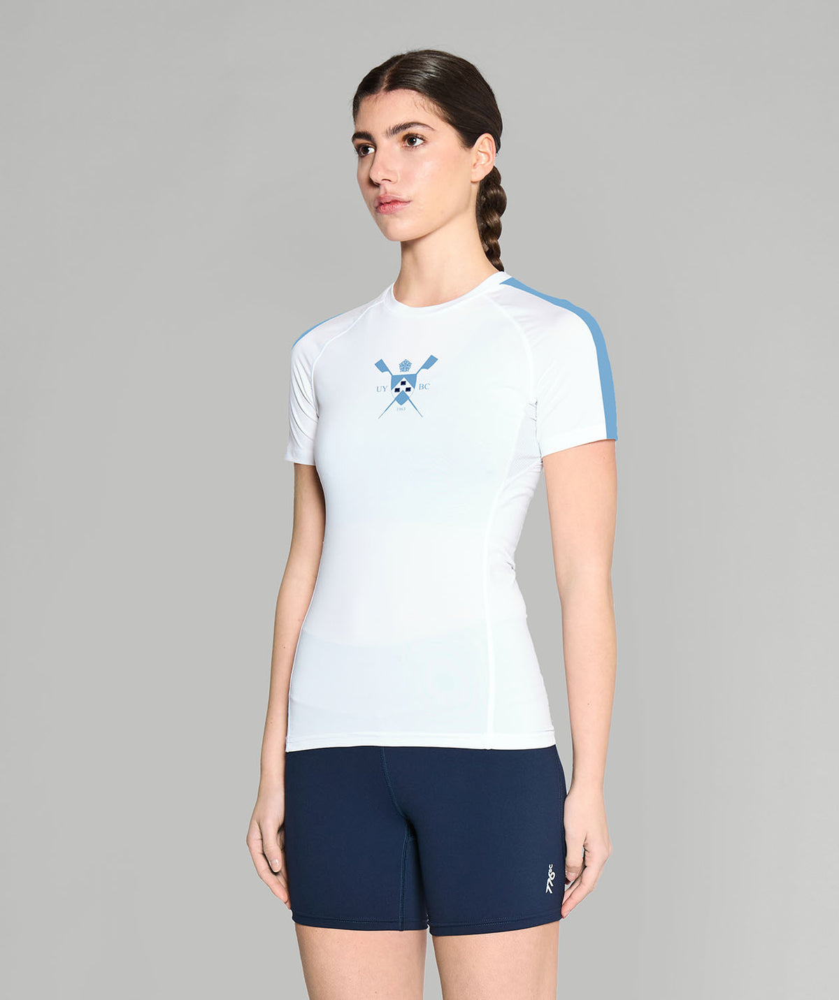 Women's University of York BC Base Layer SS - White/Baby Blue