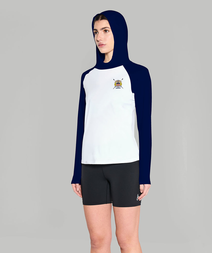 Women's US Merchant Marine Academy Summer Hoodie LS - White/Navy