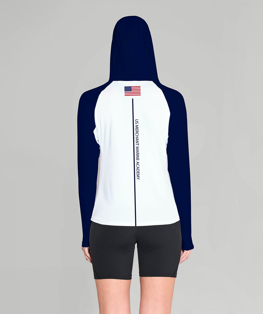 Women's US Merchant Marine Academy Summer Hoodie LS - White/Navy