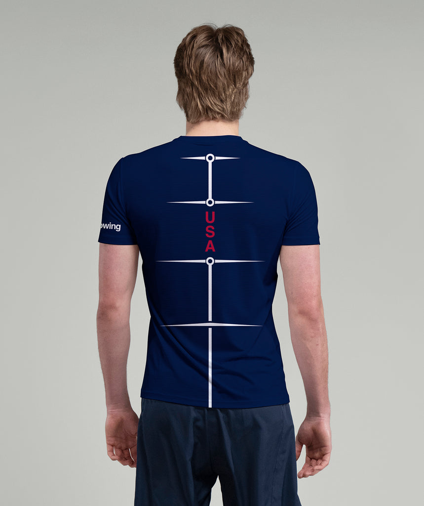 Men's 776BC X USRowing SDC Motion Pro Performance T-Shirt SS - Navy/White