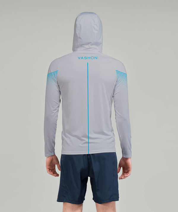 Men's Vashon Sun Hoodie LS - Grey/Blue