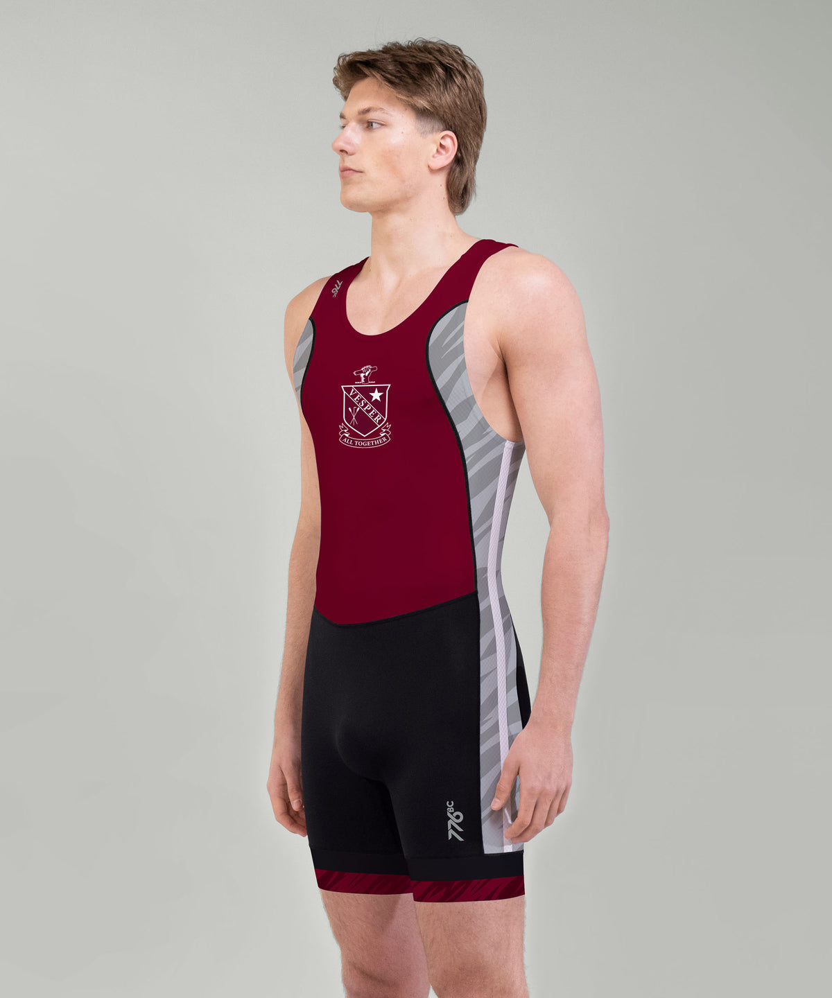 Men's Vesper Boat Club Pro Unisuit - Black/Maroon/Grey