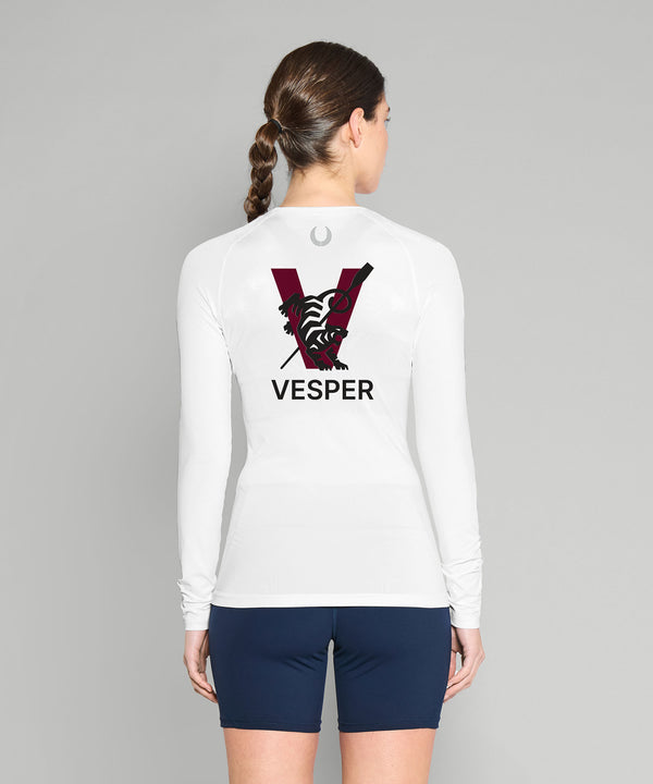 Women's Vesper Boat Club Base Layer LS - White/Maroon