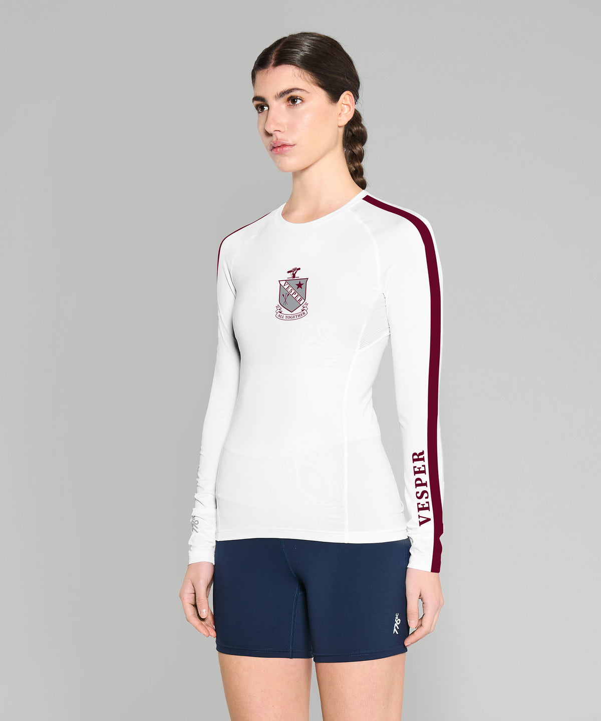 Women's Vesper Boat Club Base Layer LS - Grey/White/Maroon