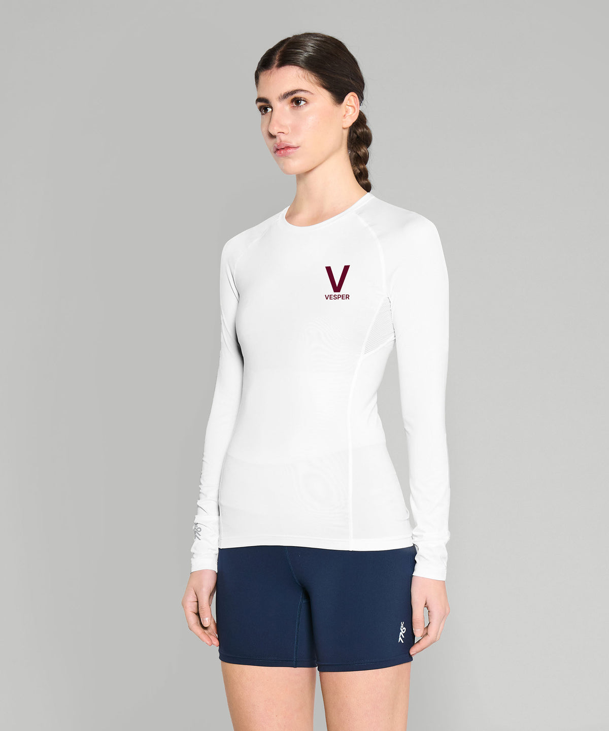 Women's Vesper Boat Club Base Layer LS - White/Maroon