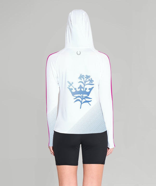 Women's Villa Joseph Marie Sun Hoodie LS - White/Blue