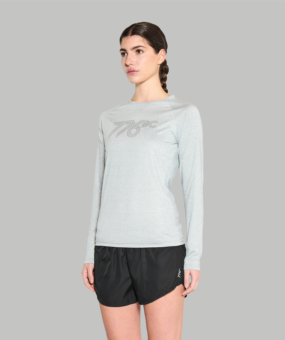 Women's Wreath Active LS T-Shirt - Gray Logo