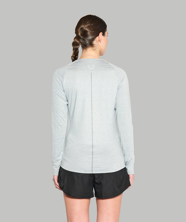 Women's Wreath Active LS T-Shirt - Gray Logo
