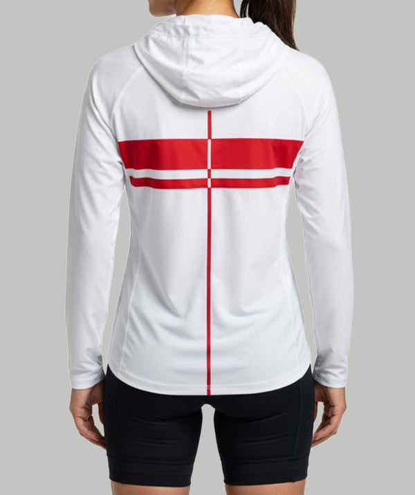 Women's San Diego Rowing Club Masters Aero Sun Hoodie LS - Black/White/Red