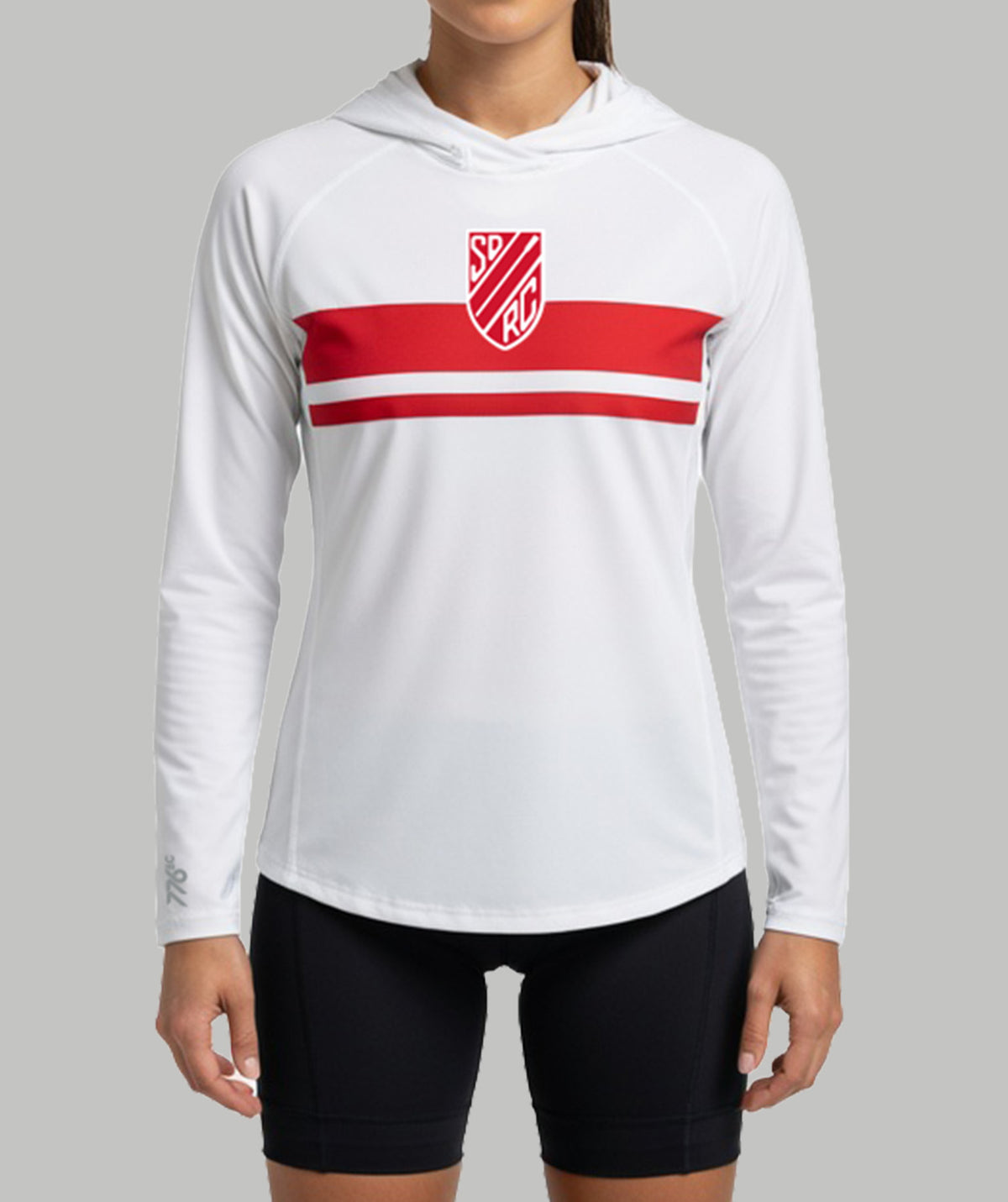Women's San Diego Rowing Club Masters Aero Sun Hoodie LS - Black/White/Red
