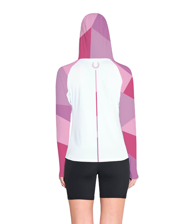 Women's Geo Summer Hoodie LS - Vivid Pink