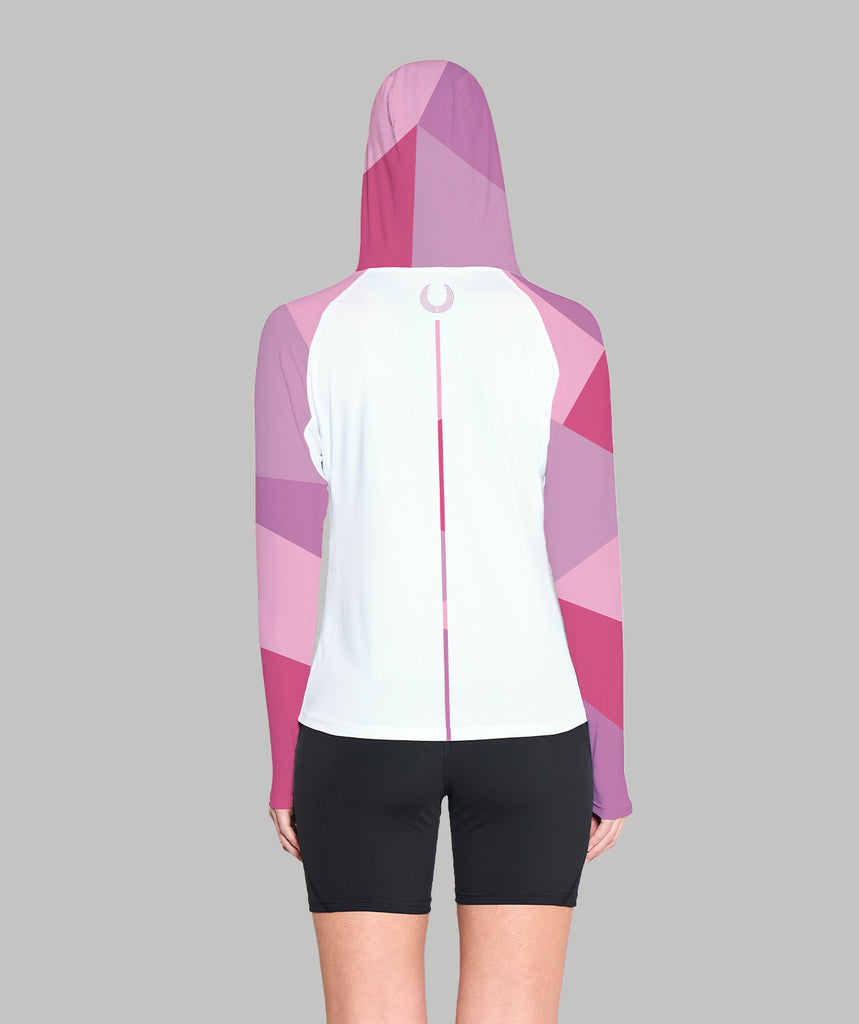 Women's Geo Sun Hoodie LS - Vivid Pink