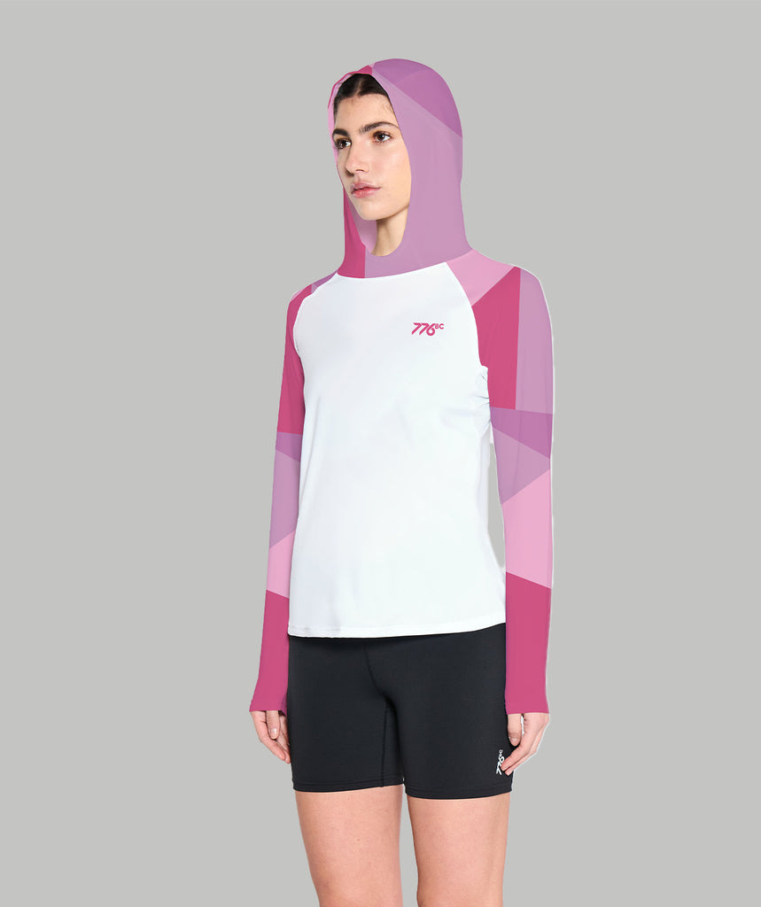 Women's Geo Sun Hoodie LS - Vivid Pink