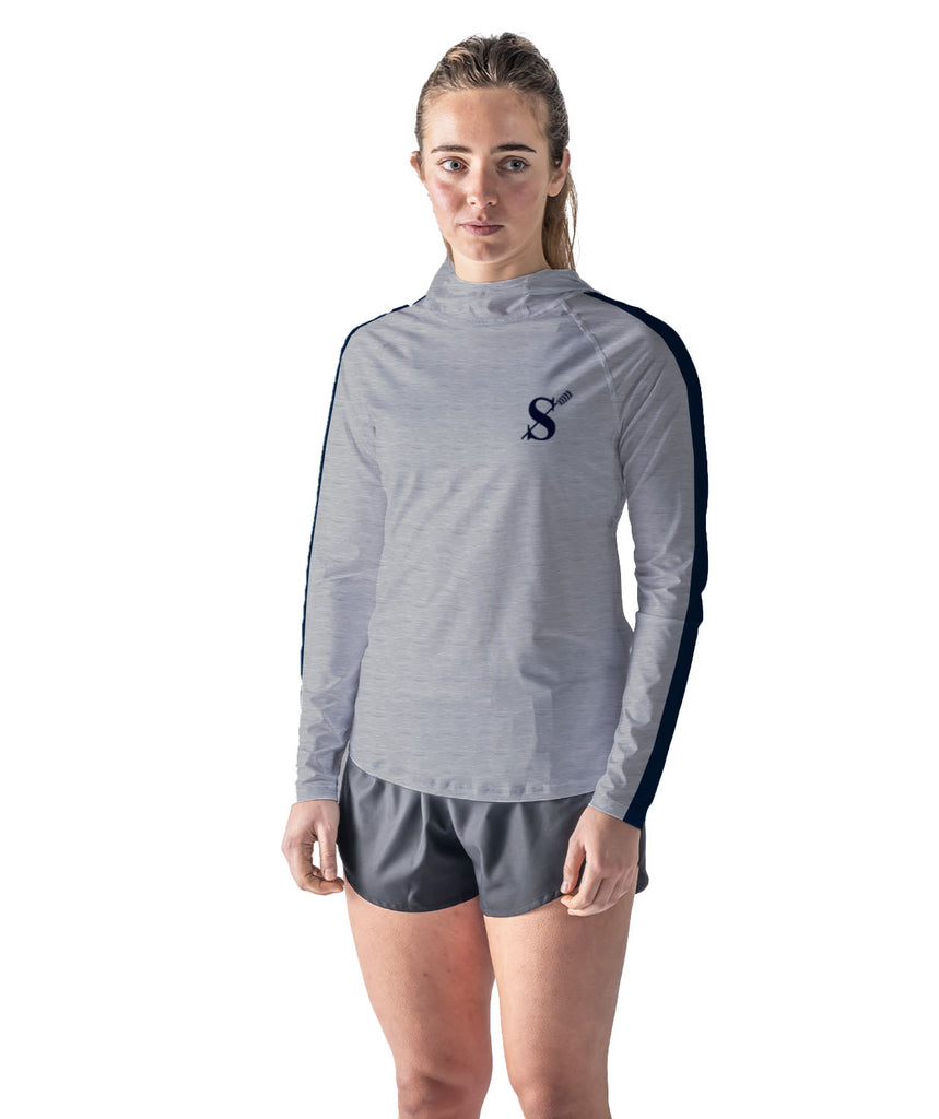 Women's Saratoga Sun Hoodie LS - Grey/Navy