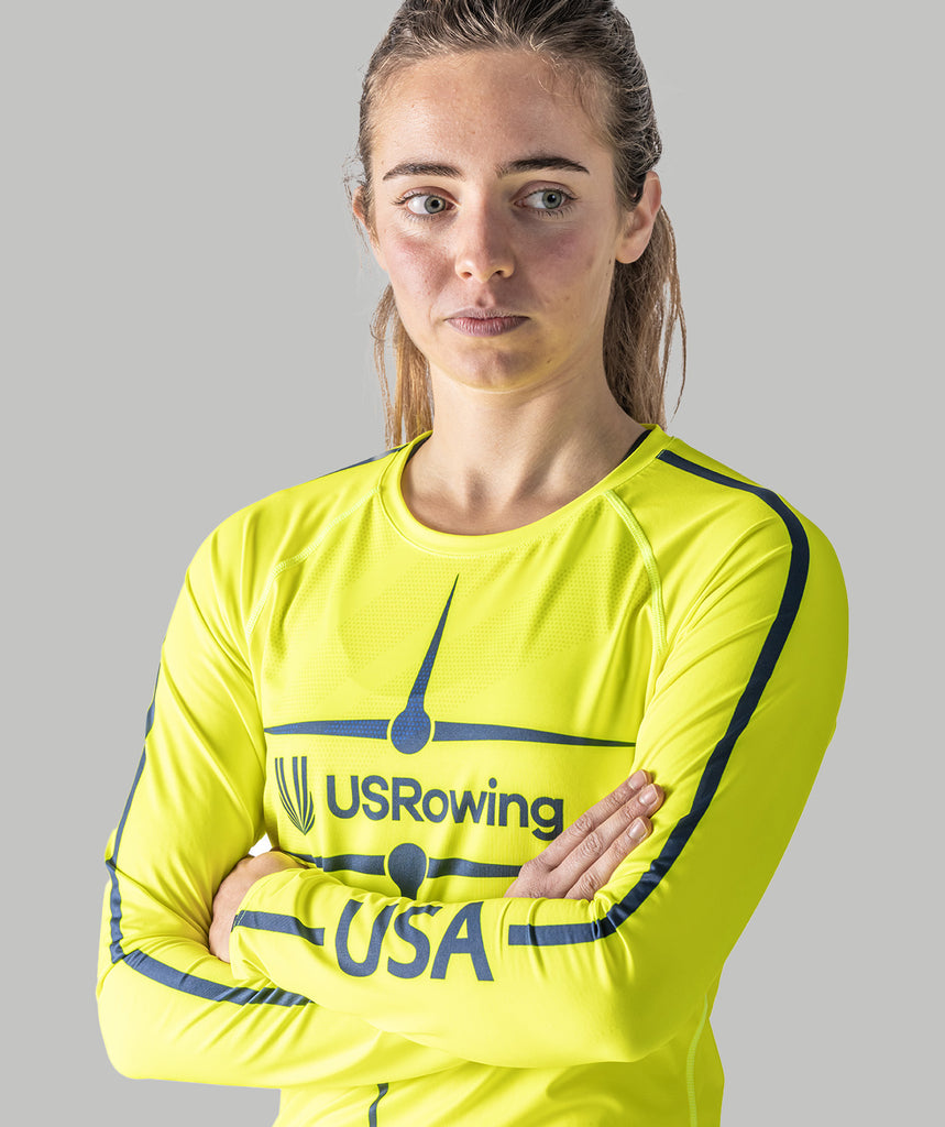 Women's 776BC x USRowing Motion Pro LS Training Base Layer 02 - Neon Yellow