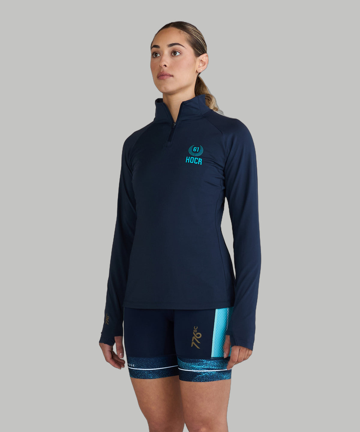 Women's 776BC X HOCR 61 Pro Tour 1/4 Zip LS - Dark Navy/Capri