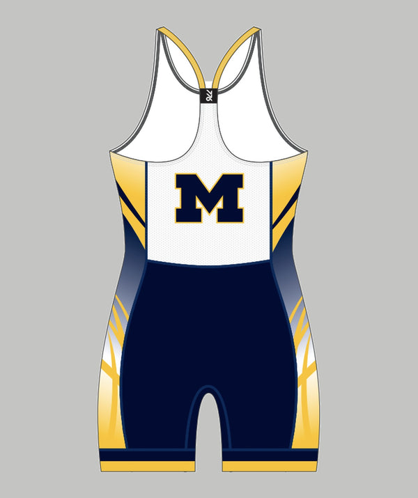 Women's University of Michigan Aero Unisuit - White/Yellow/Navy