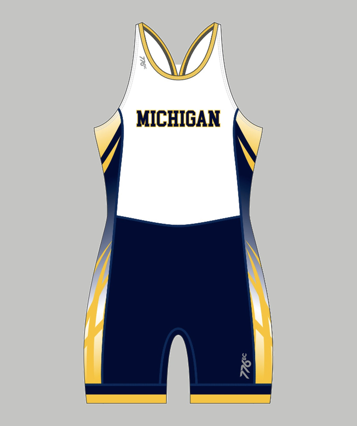 Women's University of Michigan Aero Unisuit - White/Yellow/Navy
