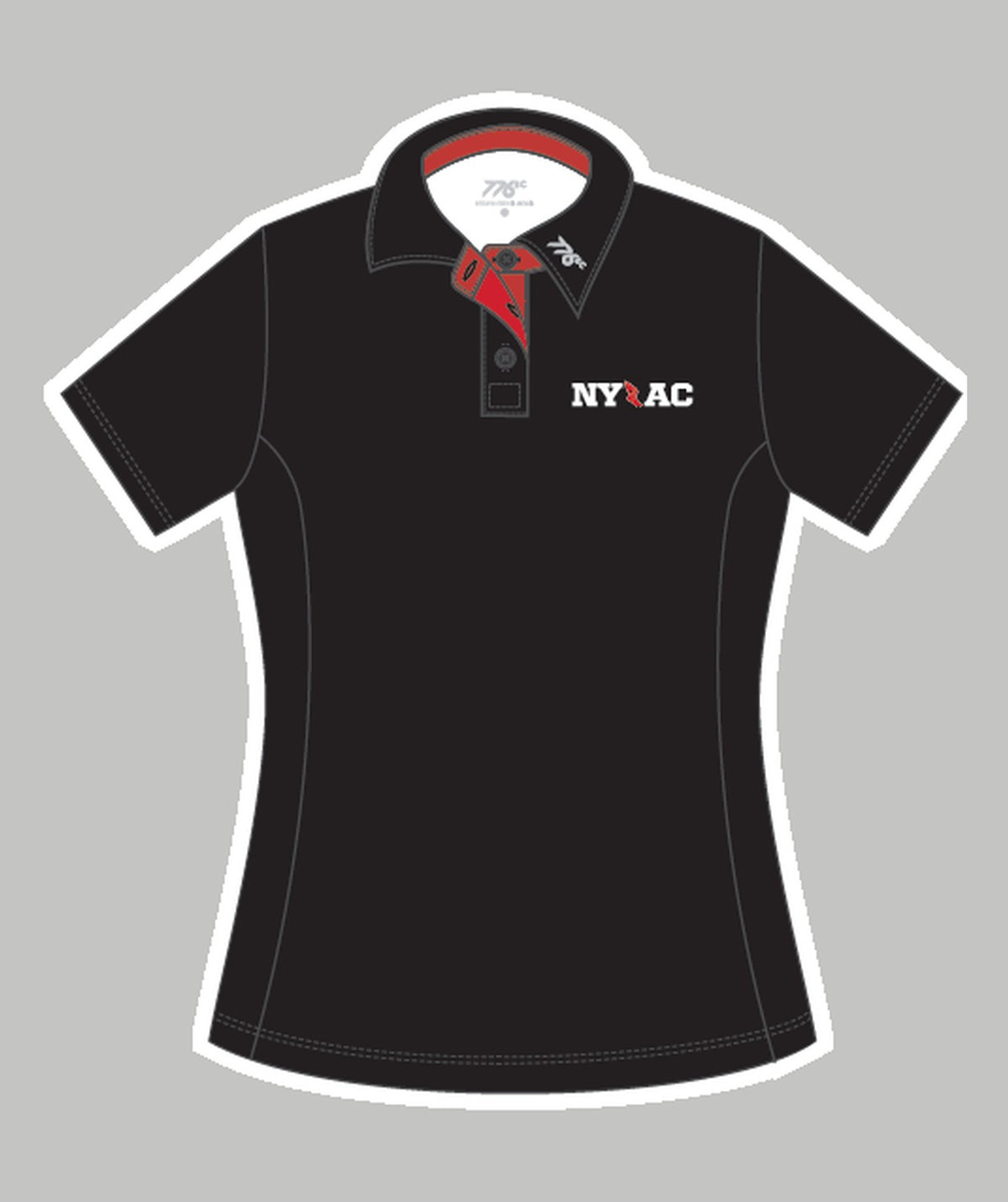 Women's New York Athletic Club Polo SS - Black/Red