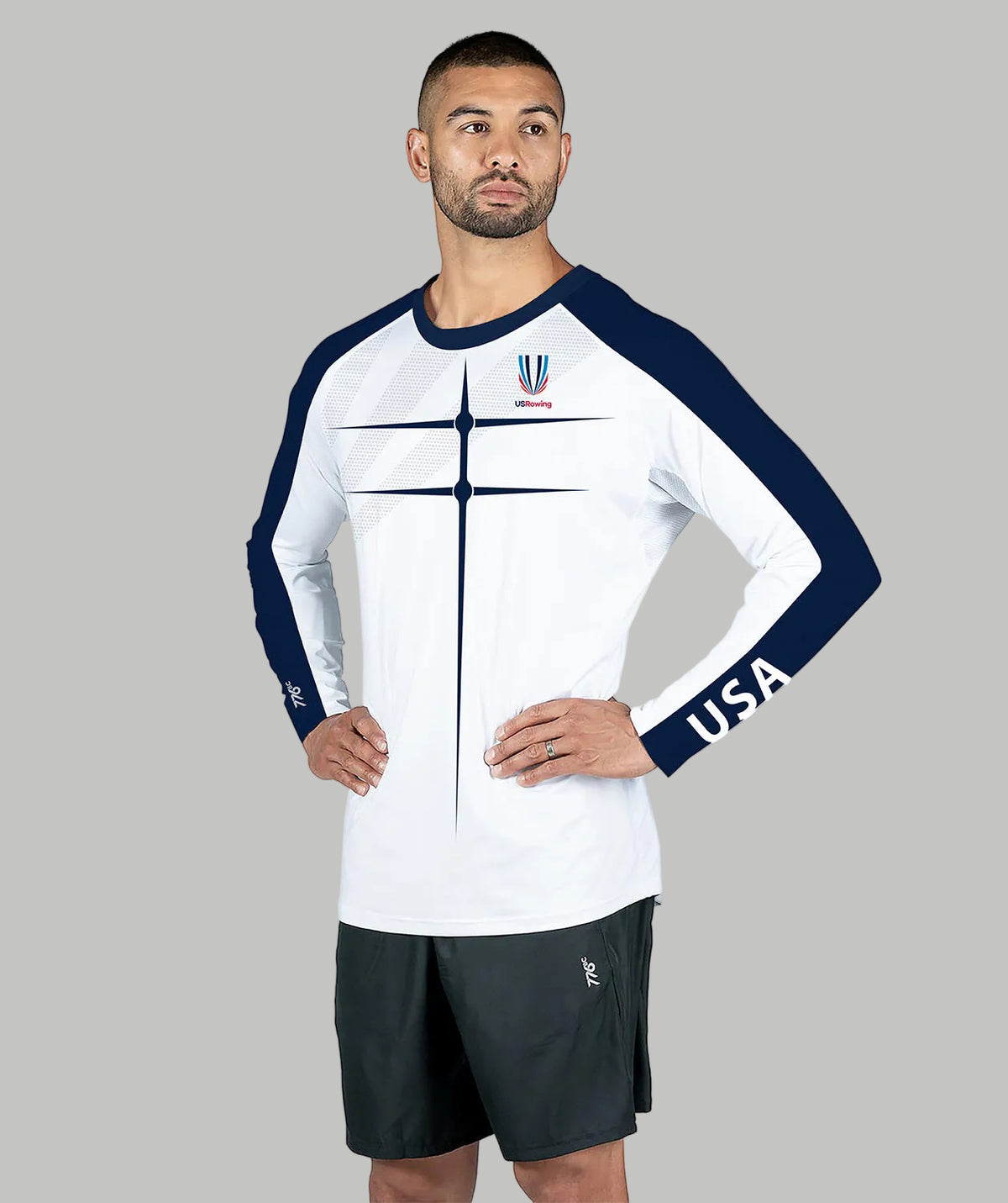 Men's 776BC x USRowing Motion Pro LS Training Base Layer 02 - White/Navy