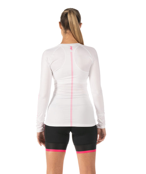 Women's Motion LS Base Layer - White/Pink