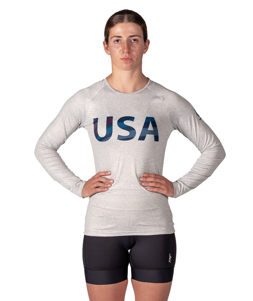 Women's 776BC x USRowing USA Active LS T-Shirt 01 - Gray