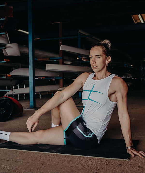 Women's Motion Pro Training Tank - White/Capri