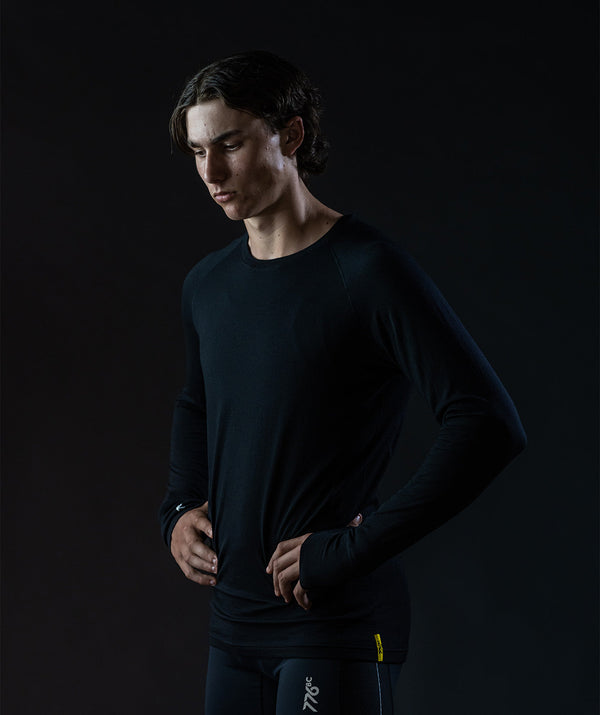 Men's Wreath Pro-Merino Crew - Black